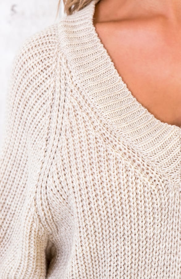 Gebreide Basic Trui Beige – shoparchief, foto 5