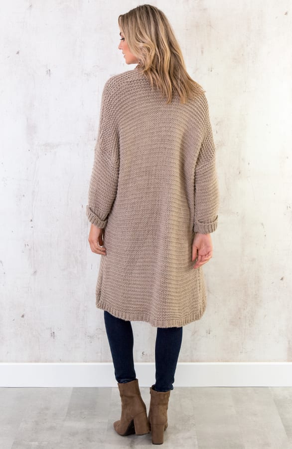 Gebreid Vest Lang Taupe – shoparchief, foto 4