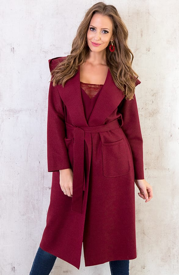 Wanted Coat Long Bordeaux – shoparchief, foto 2