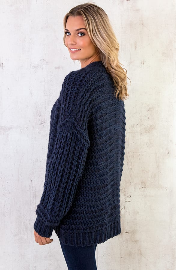 Grof Gebreid Vest Marine – shoparchief, foto 3