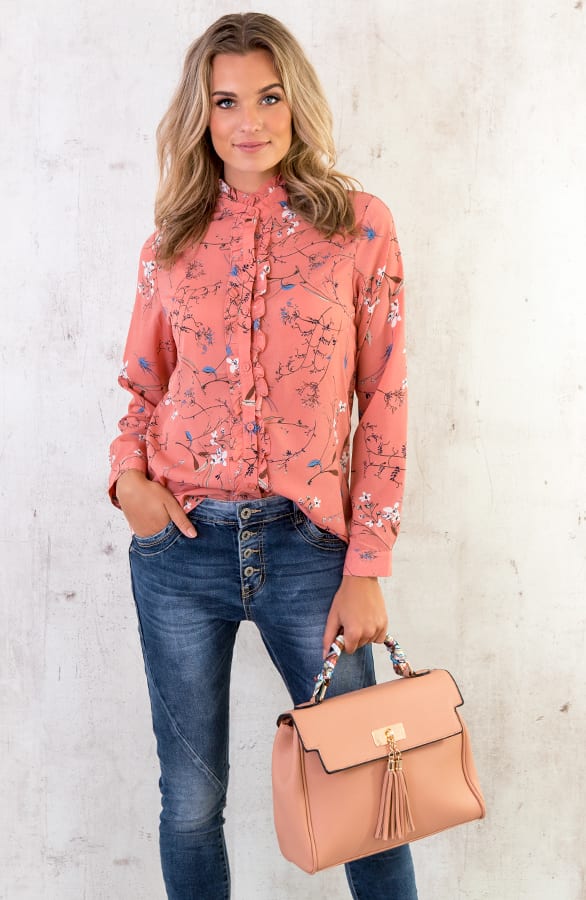 Oud Roze Handtas Met Sjaal – shoparchief, foto 3
