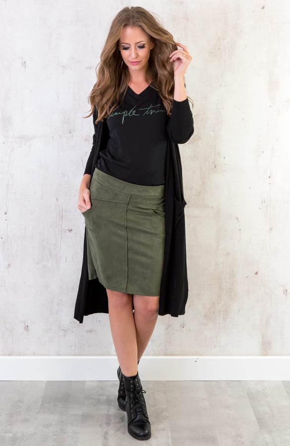 Suede Rok Legergroen – shoparchief, foto 5