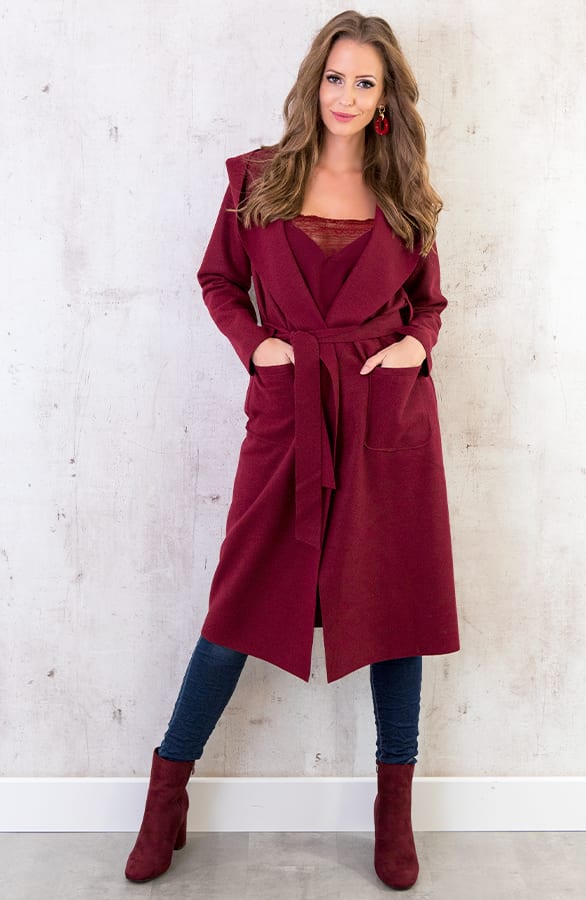 Wanted Coat Long Bordeaux – shoparchief, foto 3