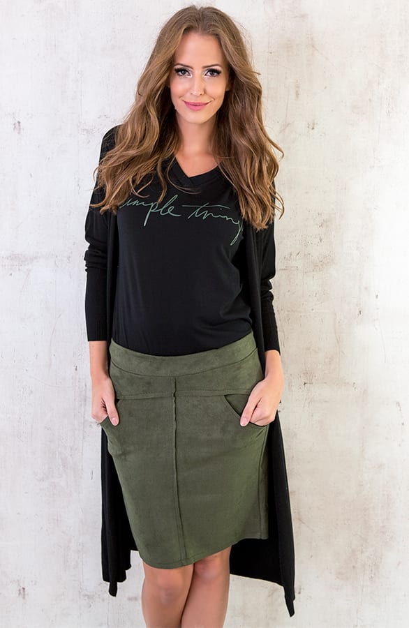 Suede Rok Legergroen – shoparchief, foto 3