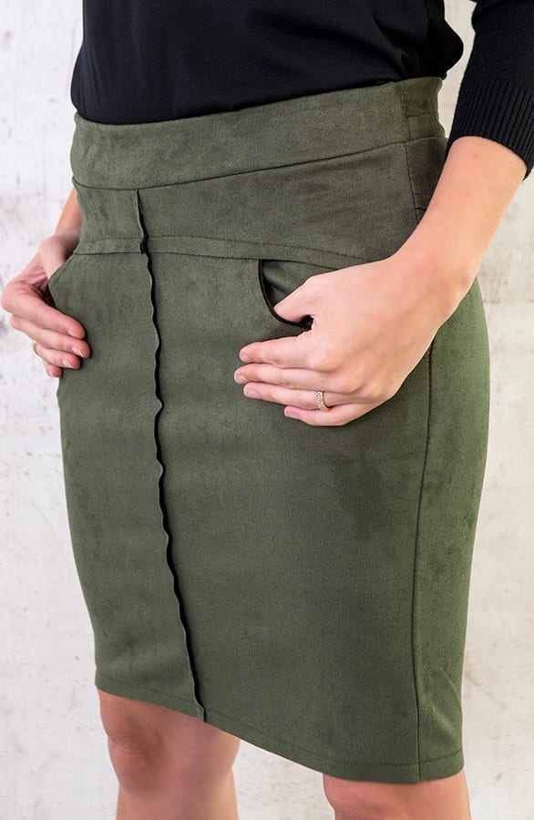 Suede Rok Legergroen – shoparchief, foto 4