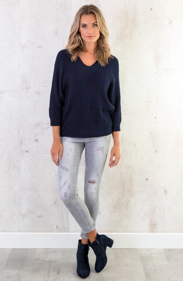 Gebreide Basic Trui Marine – shoparchief, foto 3