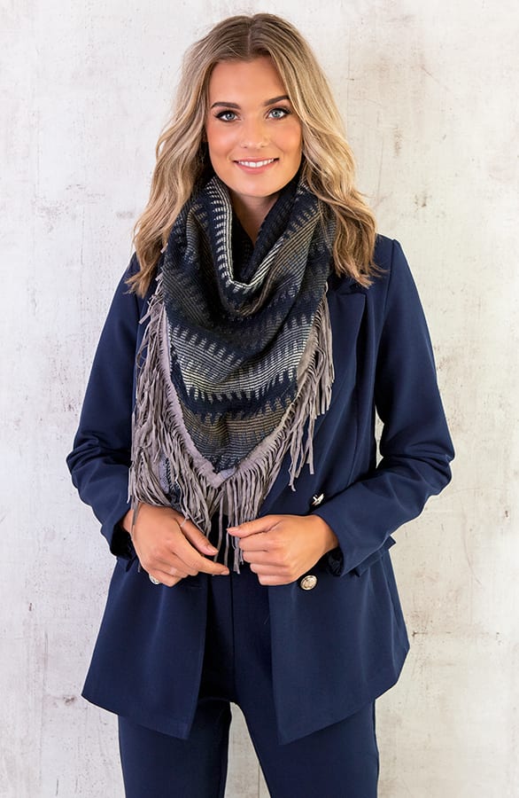 Fringe Zigzag Sjaal Marine – shoparchief, foto 2