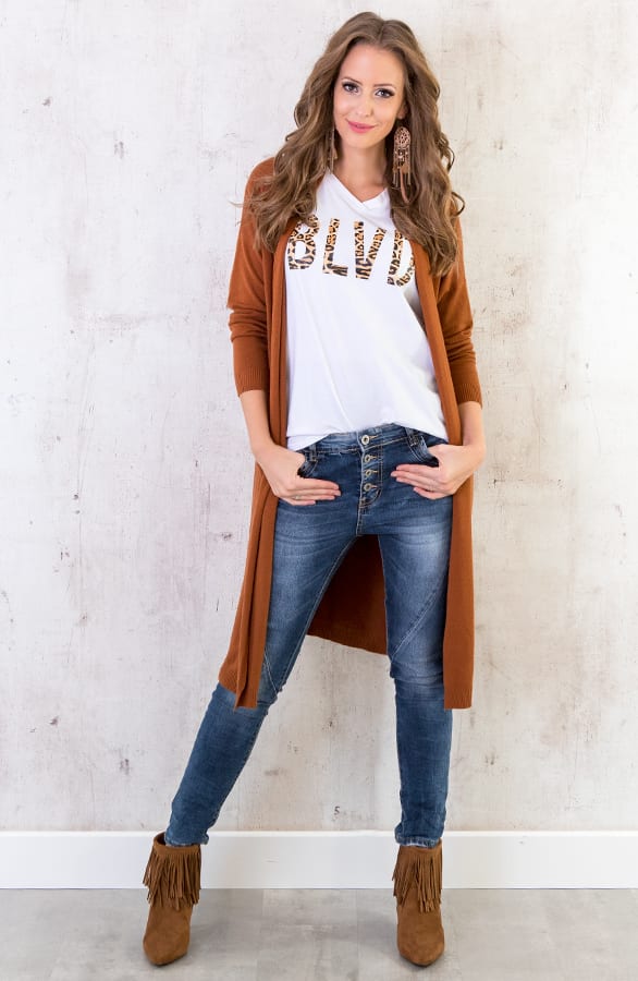 Long Jersey Cardigan Cognac – shoparchief, foto 3