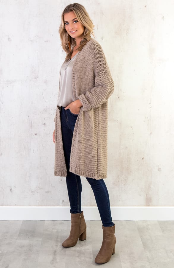 Gebreid Vest Lang Taupe – shoparchief, foto 3