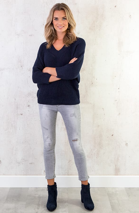 Gebreide Basic Trui Marine – shoparchief, foto 4