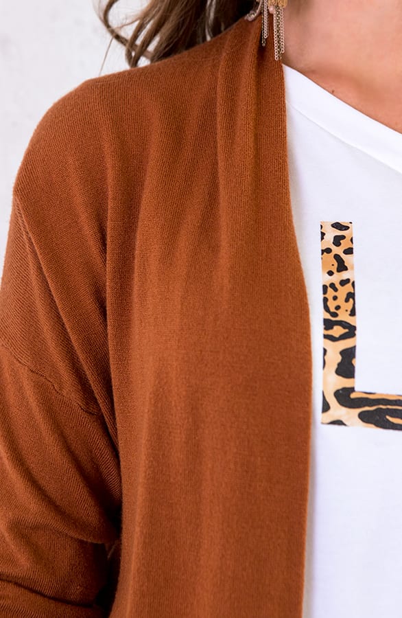 Long Jersey Cardigan Cognac – shoparchief, foto 4