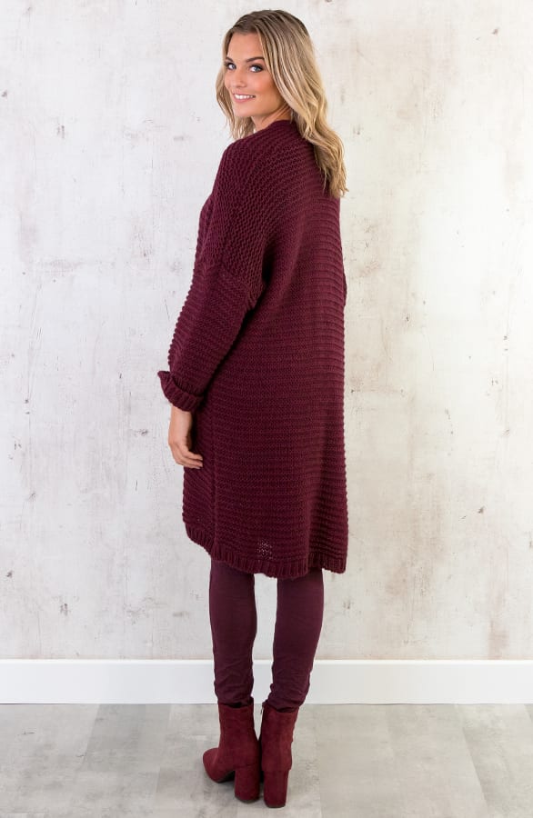 Gebreid Lang Vest Bordeaux – shoparchief, foto 5