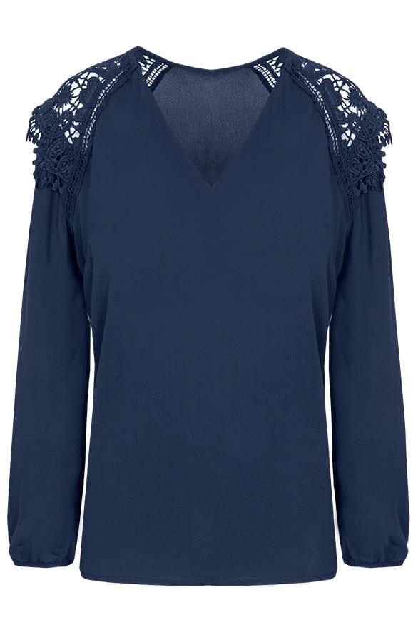 Deluxe Kanten Blouse Marineblauw – shoparchief, foto 1