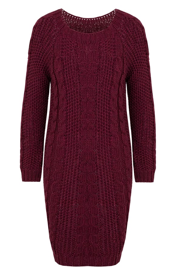 Gebreide Kabel Jurk Bordeaux – shoparchief, foto 1
