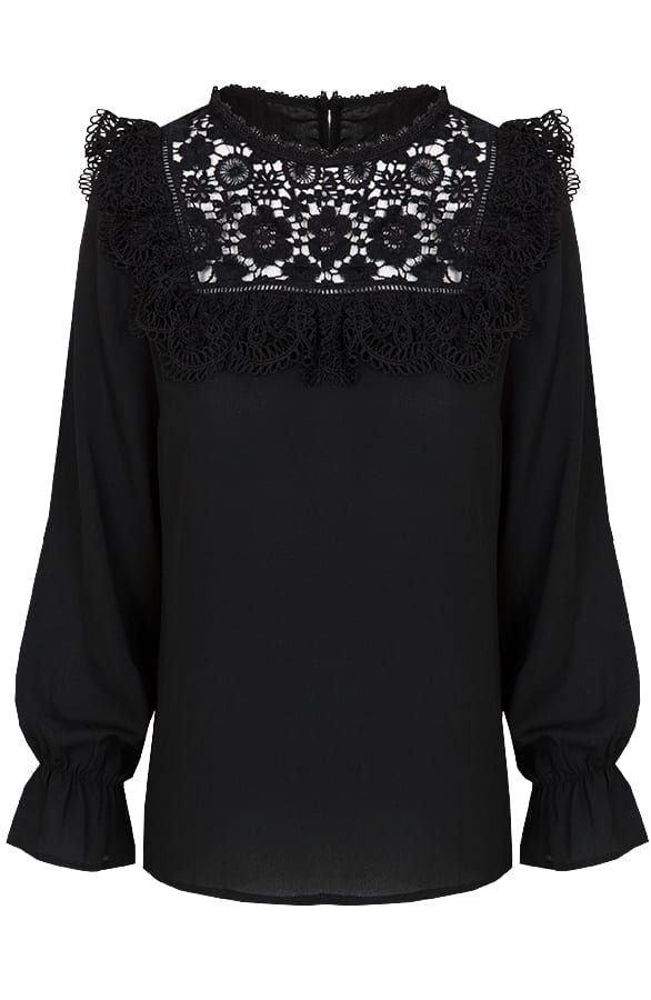 Kanten Blouse Exclusive Zwart – shoparchief, foto 1