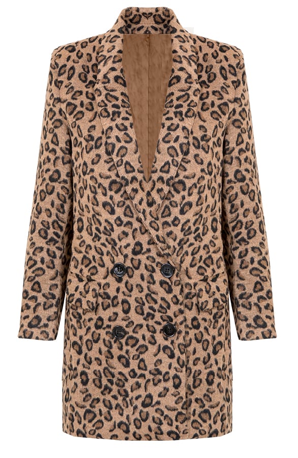 Leopard Coat Fur Bruin – shoparchief, foto 1