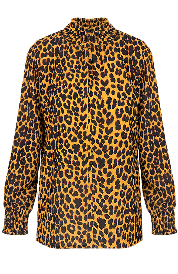 Leopard Col Blouse Oker – shoparchief, foto 1