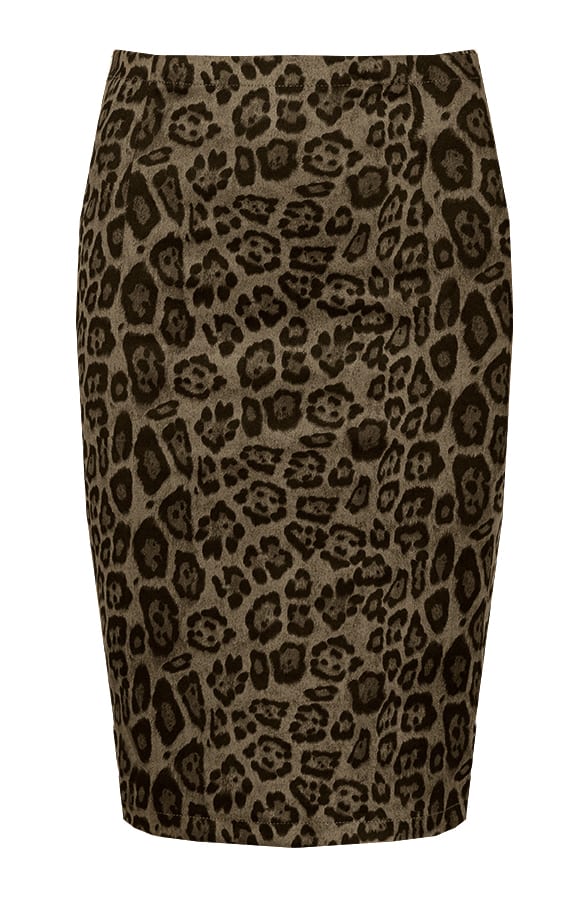 Leopard Suede Rok Legergroen – shoparchief, foto 1