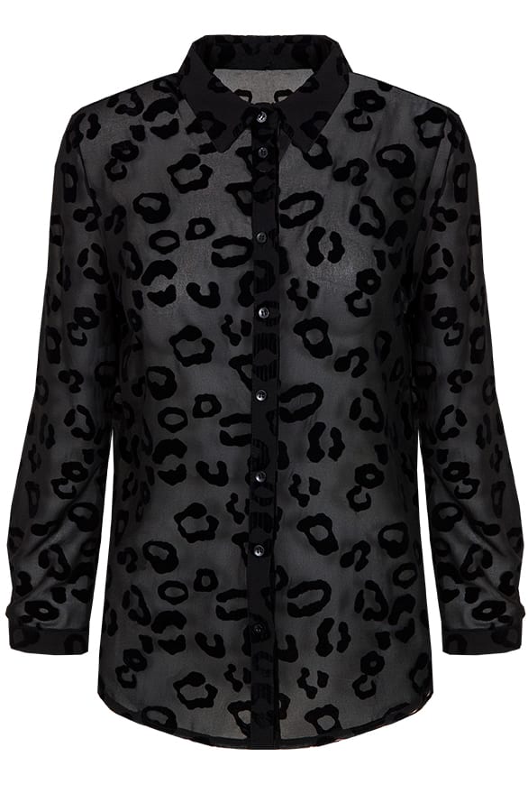 Leopard Velours Blouse Zwart – shoparchief, foto 1