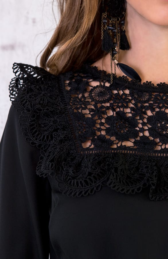 Kanten Blouse Exclusive Zwart – shoparchief, foto 4