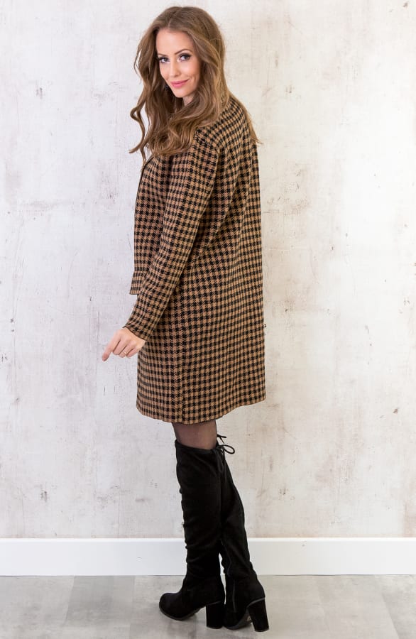 Stoffen Blazer Geblokt Camel – shoparchief, foto 3