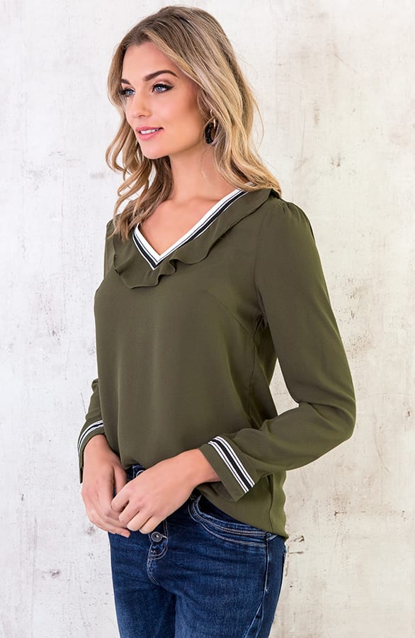 Ruches V Blouse Army – shoparchief, foto 3