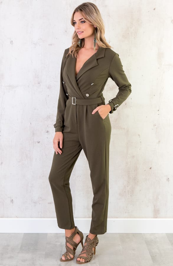 Button Jumpsuit Legergroen – shoparchief, foto 4