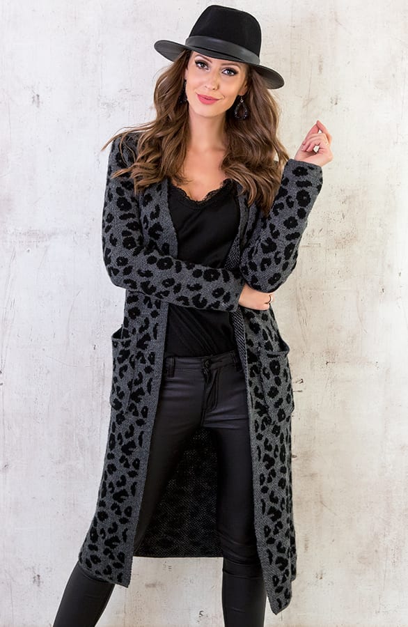 Panterprint Vest Lang Grijs – shoparchief, foto 5