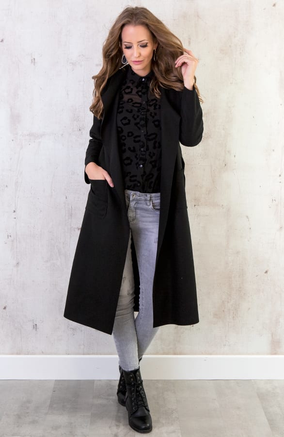 Wanted Coat Long Zwart – shoparchief, foto 2