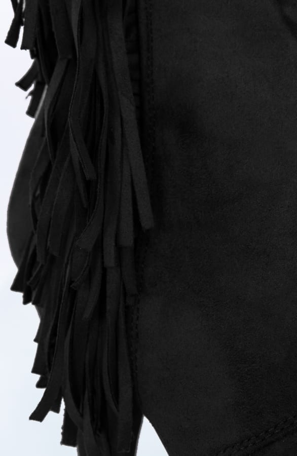 Suede Fringe Hakken Zwart – shoparchief, foto 2