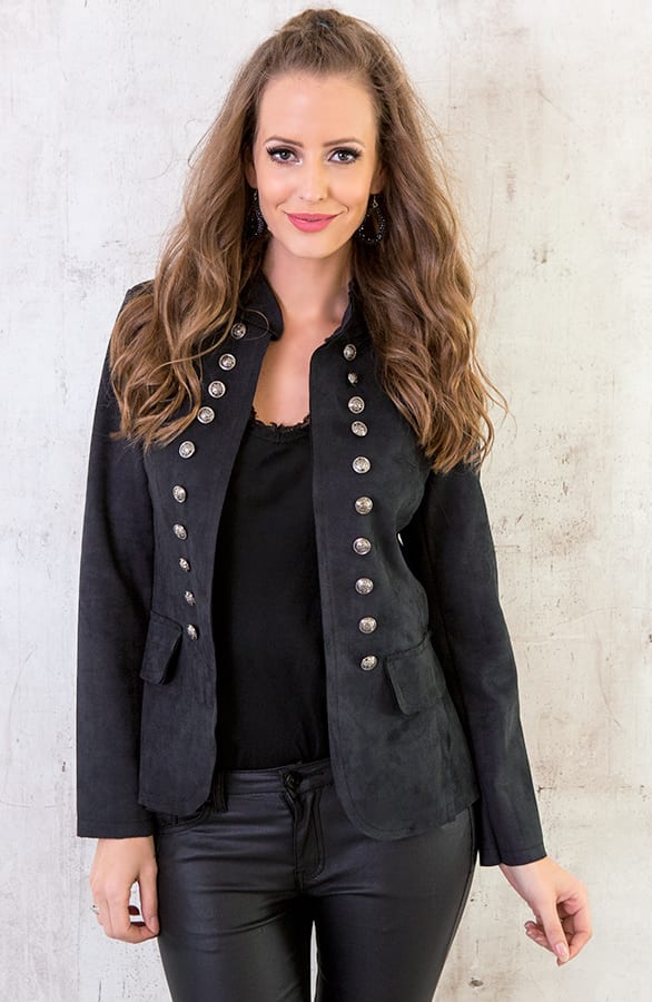 Suede Jasje Button Zwart – shoparchief, foto 2