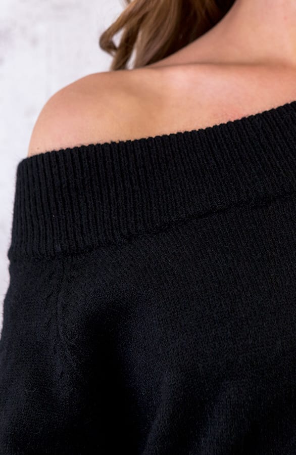 Kanten Off Shoulder Trui Zwart – shoparchief, foto 6