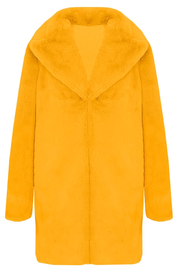 Fake Fur Jas Okergeel – shoparchief, foto 1