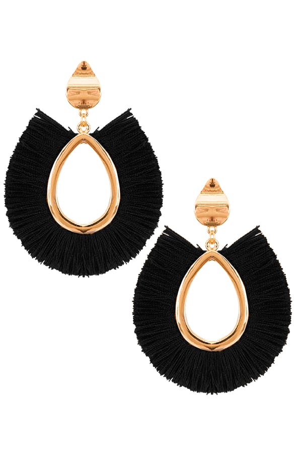 Oval Tassel Oorbellen Zwart – shoparchief, foto 1