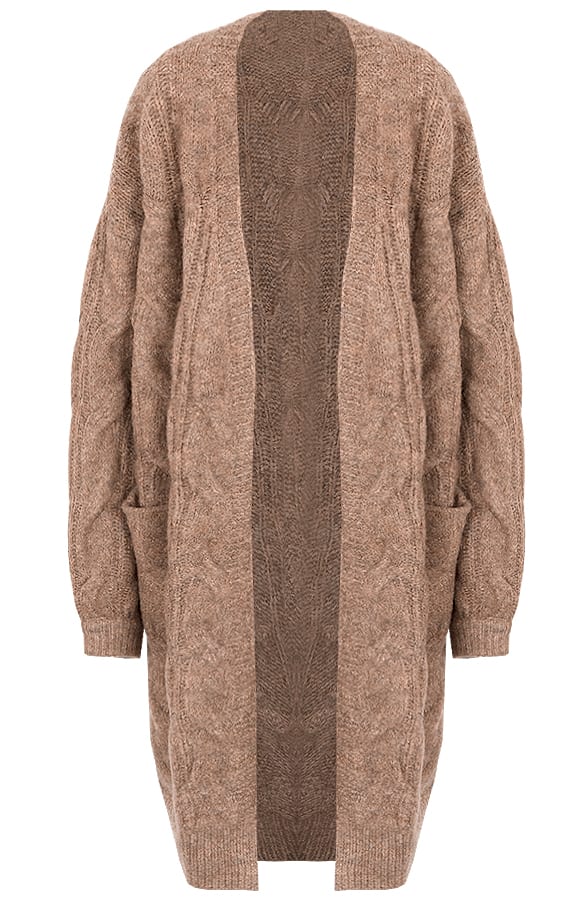 Oversized Kabel Vest Taupe – shoparchief, foto 1
