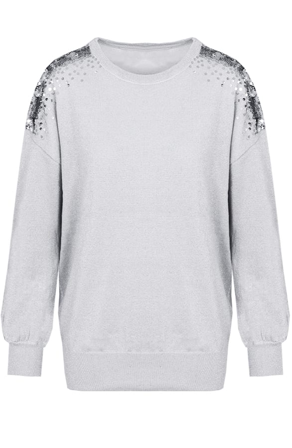Pailletten Trui Metallic Grijs – shoparchief, foto 1
