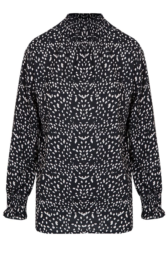 Print Col Blouse Zwart – shoparchief, foto 1