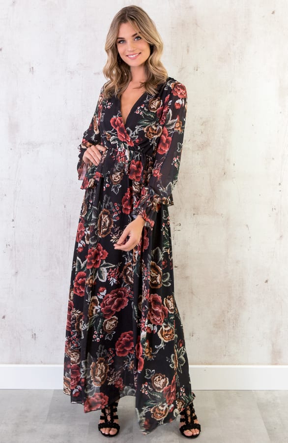 Luxury Bloemen Jurk Zwart – shoparchief, foto 2