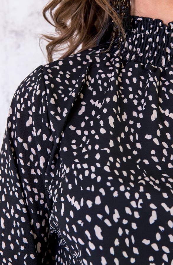 Print Col Blouse Zwart – shoparchief, foto 5