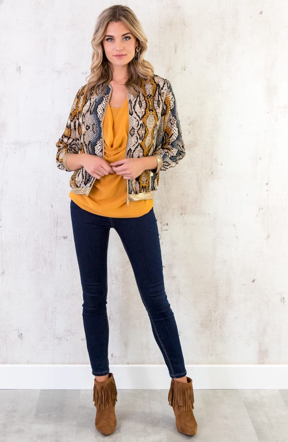 Slangenprint Bomber Jacket – shoparchief, foto 3