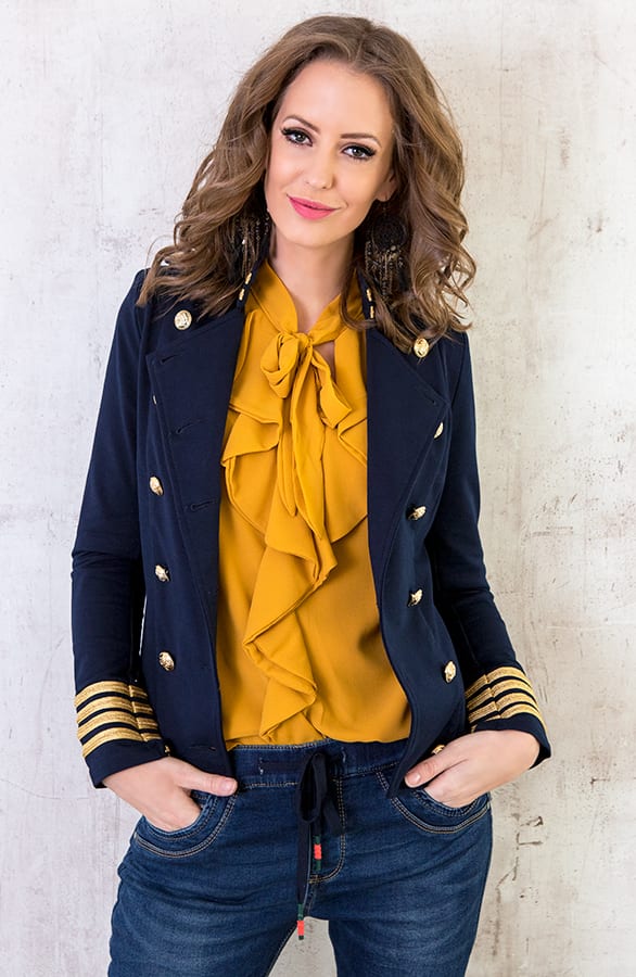 Ruches Strik Blouse Okergeel – shoparchief, foto 3