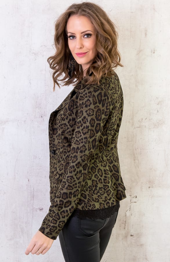 Suede Panter Blazer Legergroen – shoparchief, foto 3