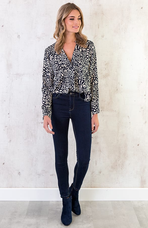 Leopard V Blouse Marine – shoparchief, foto 5