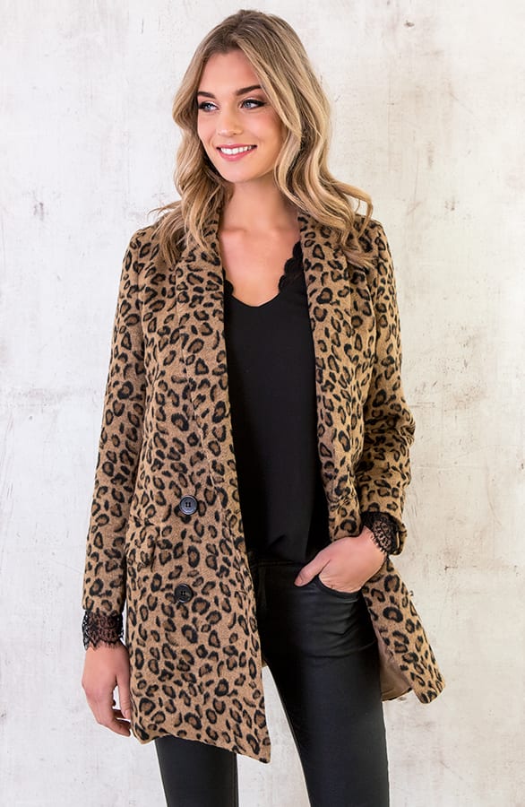 Leopard Coat Fur Bruin – shoparchief, foto 3