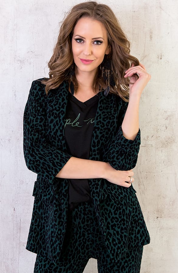 Fluwelen Panter Blazer Groen – shoparchief, foto 5