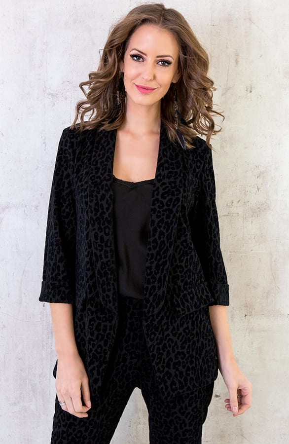 Fluwelen Panter Blazer Zwart – shoparchief, foto 5
