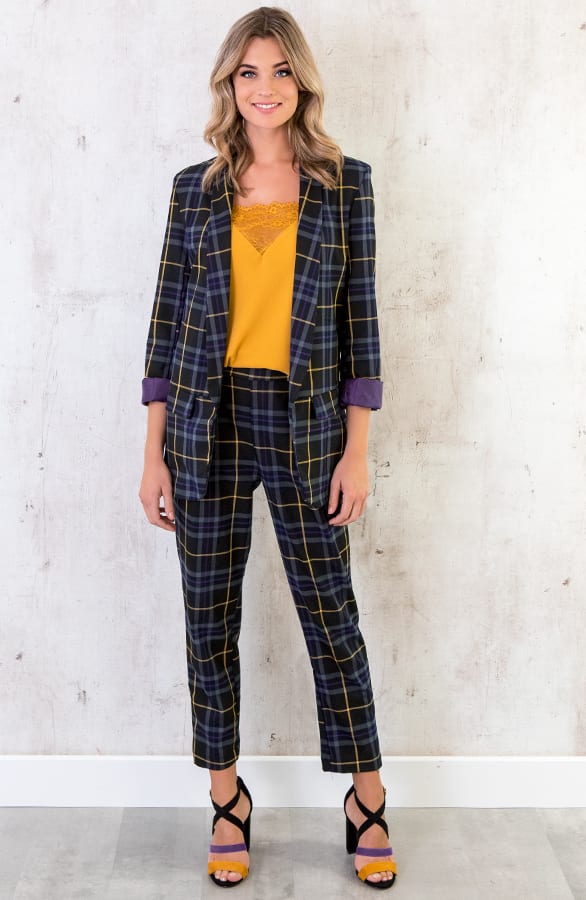 Pantalon Geblokt Zwart Paars – shoparchief, foto 4