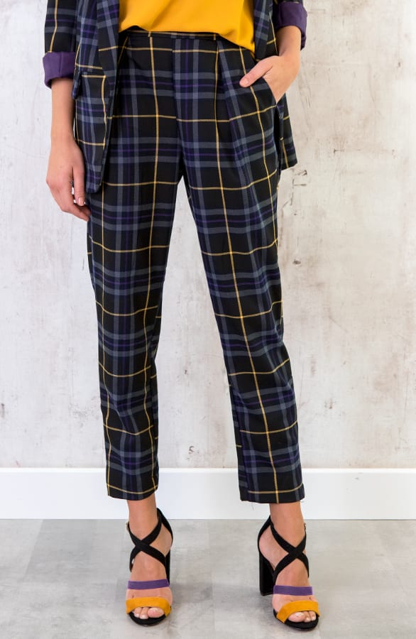 Pantalon Geblokt Zwart Paars – shoparchief, foto 1