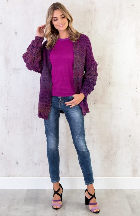 Gebreid Multicolor Vest Paars – shoparchief, foto 3