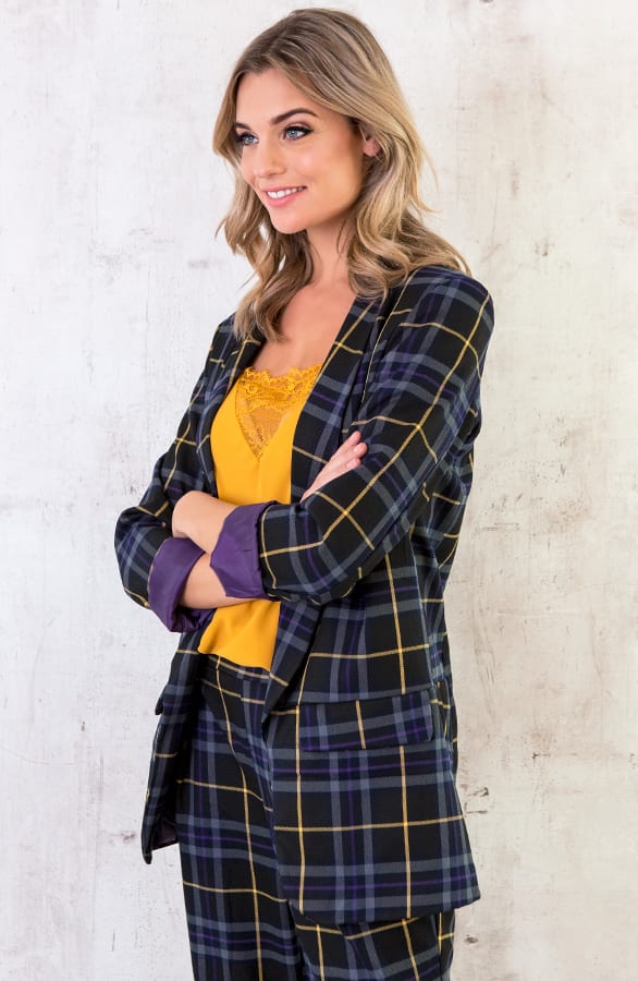 Blazer Geblokt Zwart Paars – shoparchief, foto 2